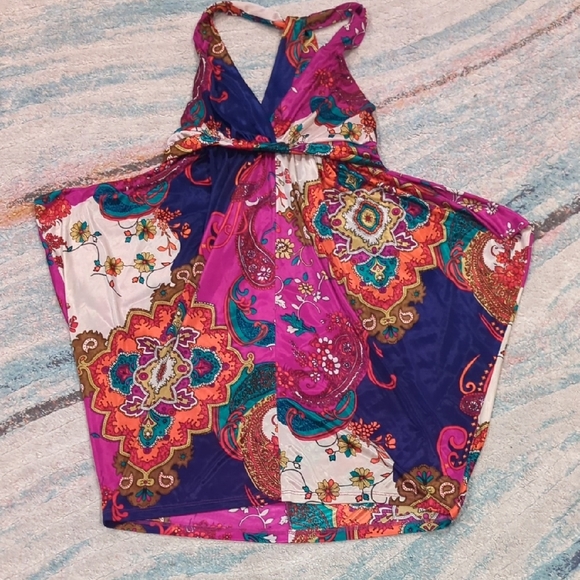 Vintage Y2k Boho Tunic Dress Size Medium Baby Doll Top Strappy Boho Forever 21 - Picture 1 of 8
